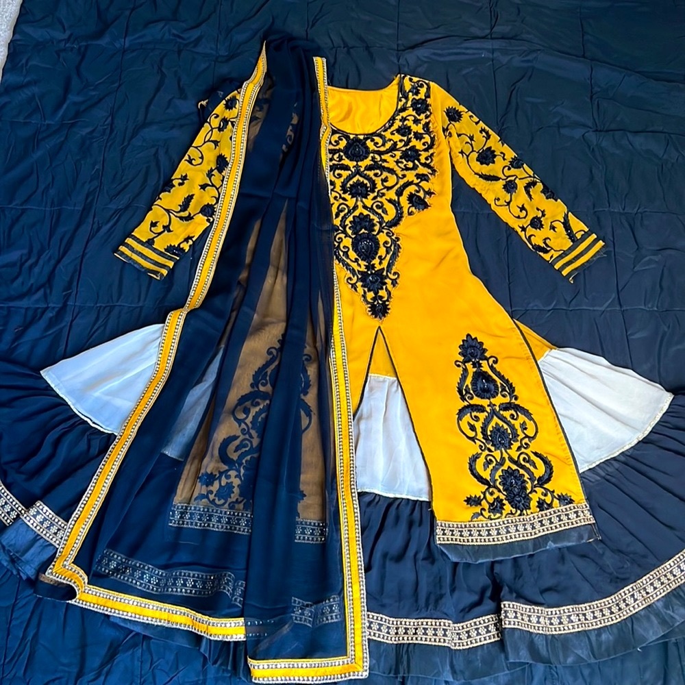 Gorgeous mustard colored gharara dress